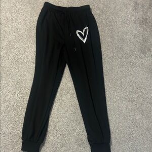 SHEIN Black Women's/ Teen Joggers with Heart Design